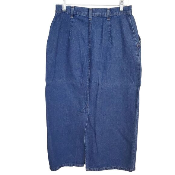 Vintage Crossroads Denim Midi Maxi Skirt M/8-10 Jeans Front/Back Slit ~waist: 29 - Picture 5 of 10